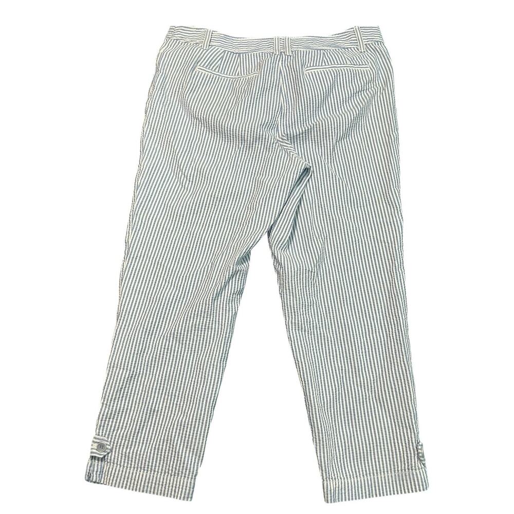 Talbots Blue White Striped Seersucker Nautical The Perfect Crop Cropped Pants 12 - Picture 2 of 11